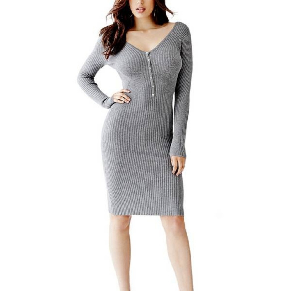 Guess burgundy Henley Sweater Dress